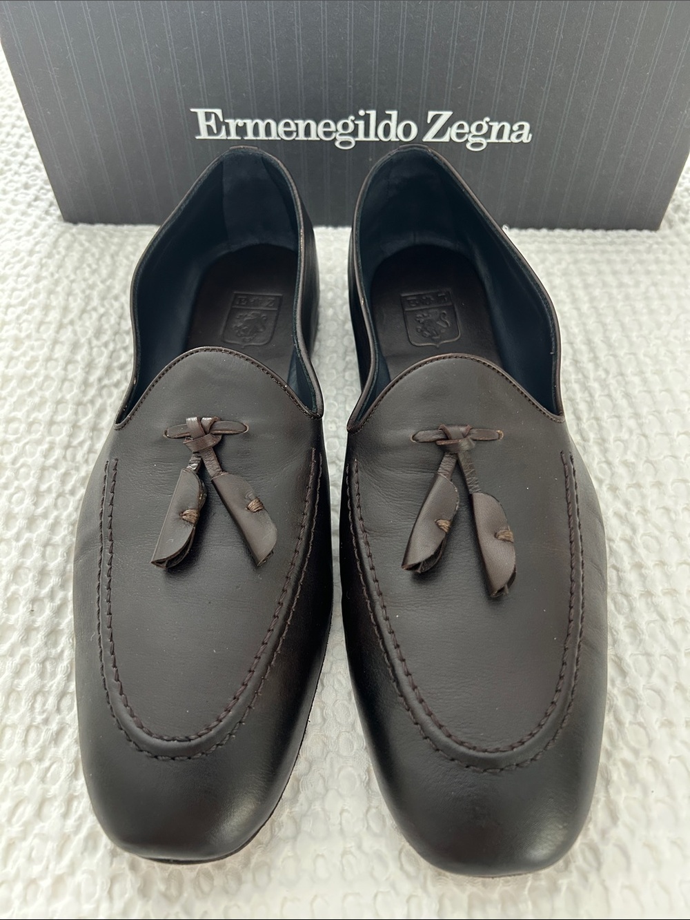 Ermenegildo Zegna Men's Dark Brown Leather Tassel Loafers